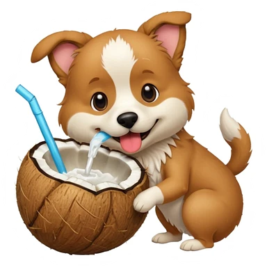Dog with coconut drink  sticker