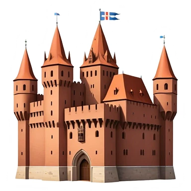 Cinematic Realistic Malbork Castle Landmark Emoji, depicted as an imposing medieval fortress rendered with rich detail and dramatic, historic lighting. sticker