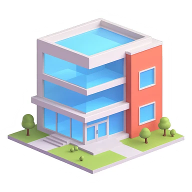 clinic building with a see-through window, 3D style sticker