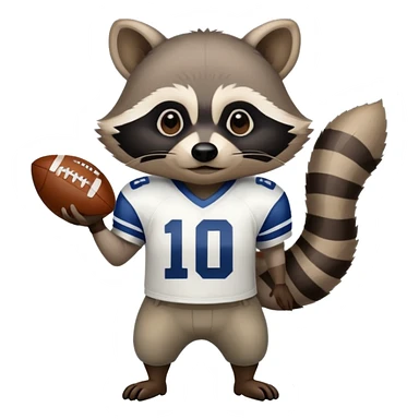 Raccoon pointing in an American football jersey sticker