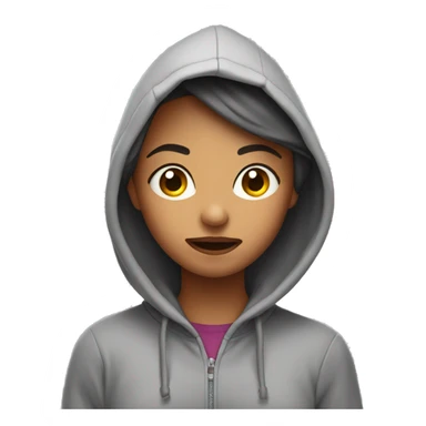 Teen girl in hoodie sticking tongue out sticker