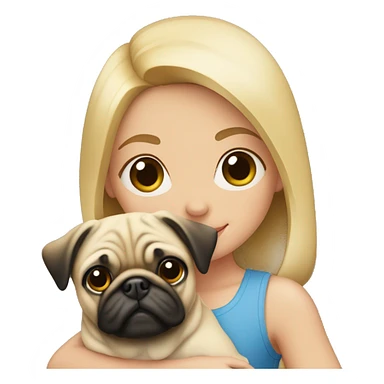 Blond Girl With a pug in her Arms  sticker