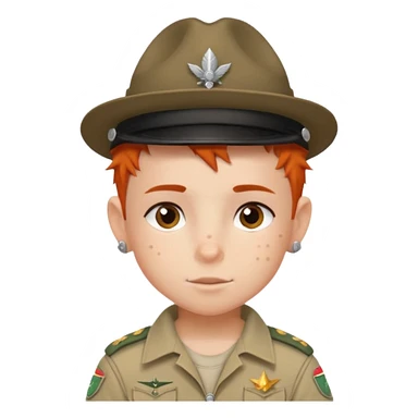 tattoed scout kid, spiky haired with scout uniform and hat sticker