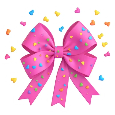 pink bow with confetti burst background sticker