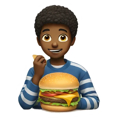 boy eating burger  sticker