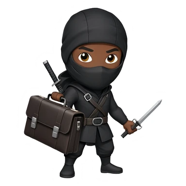 black ninja holding a briefcase sticker