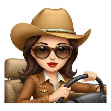 Brunette Cowgirl wearing sunglasses driving sticker