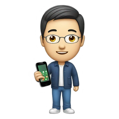 china man with phone sticker