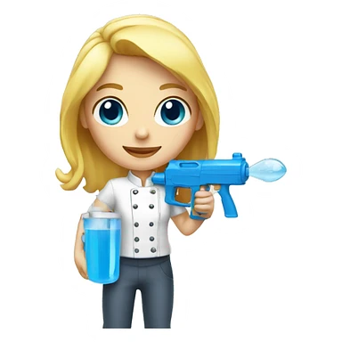 chef blond with blue eyes and white skin holding a water gun sticker