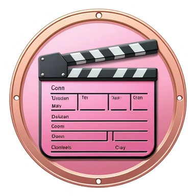 Engraved clapperboard on a pink medal  sticker