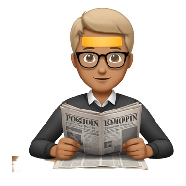 man Folding newspaper on table sticker