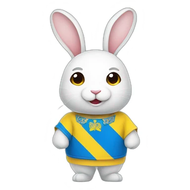 rabbit in a Ukrainian flag costume sticker