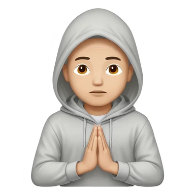 Man wearing light grey colored hood meditating sticker