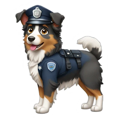 australian Shepherd in Police Uniform standing sticker