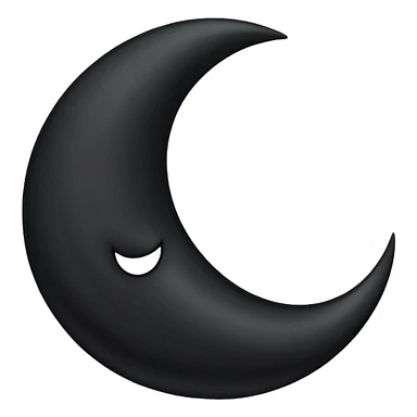 dark crescent moon emoji style with no face no eyes no mouth solid dark colour no glow or other items  sticker