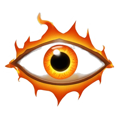 Eye of Sauron, glowing orange iris, surrounded by flames. sticker