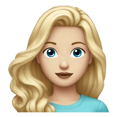 Straight Semi Wavy Blonde hair white girl with blue eyes and brown eyebrows  sticker