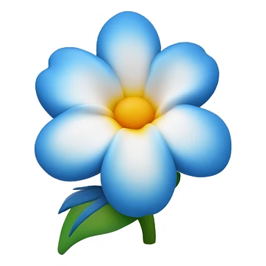La imagen muestra una flor azul y blanca con estambres amarillos en el centro sobre un fondo blanco.Y que la flor se parezca a una de hawaii sticker