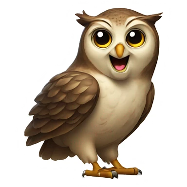 owl pointing finger and laughing sticker