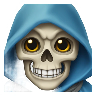 skull wearing blue hood and cloak sticker
