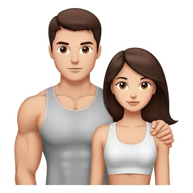 Fitness brunettes couple strong sticker