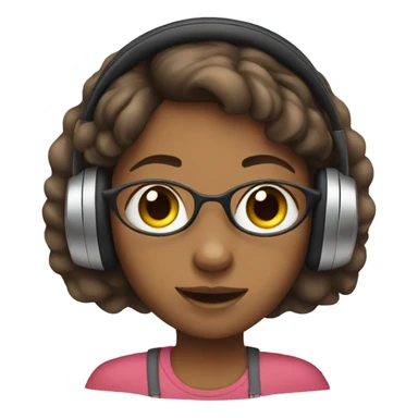 Girl wearing headphones  sticker
