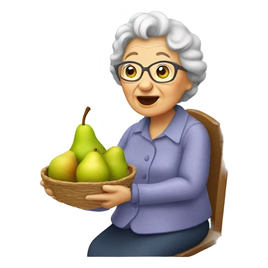 Grandma eating pear  sticker