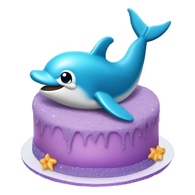 Purple dolphin cake sticker