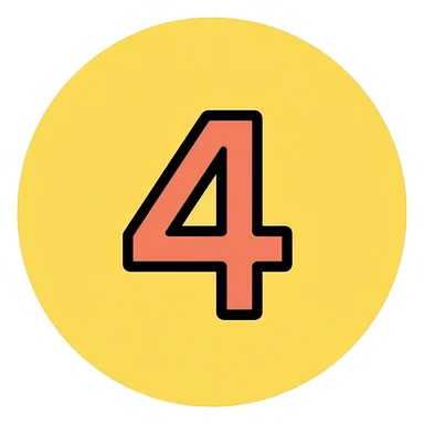 Number 4 on a yellow volumetric background sticker