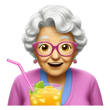 granny drink many coctail sticker