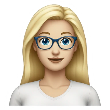 white woman with blonde hair, blue eyes and eye glasses sticker