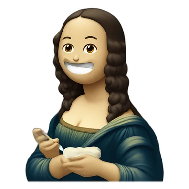 mona lisa brushing her teeth sticker