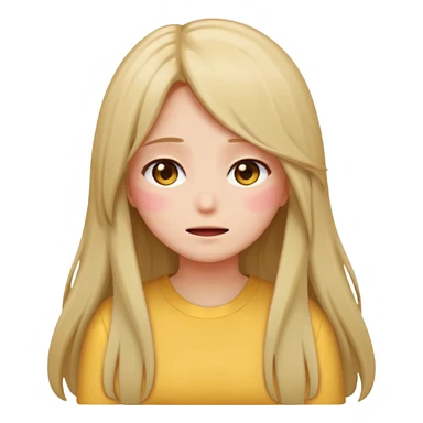 anime style emoji of a girl with long hair, back turned, blushing, covering face sticker