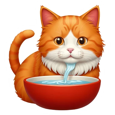 an orange cat drinking big red sticker
