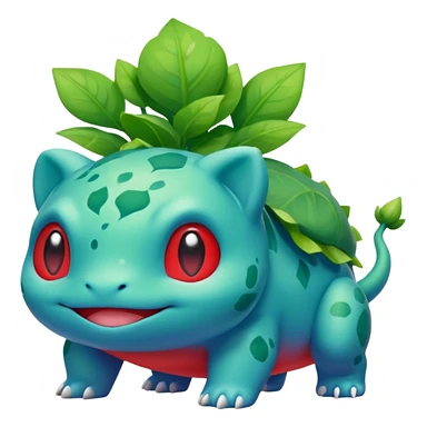 Bulbasaur emoji inspired by the Rednote app icon, modern, vibrant colors including green, blue, and red, no music note, clean app icon style sticker