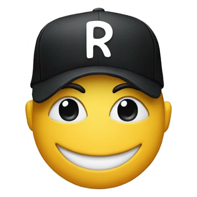 Emoji face with a black cap with an R in gothiques lettre on it sticker