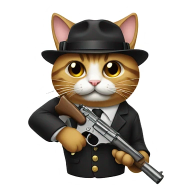 cat with mustache and gun sticker