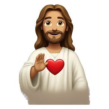 Jesus making a heart sticker