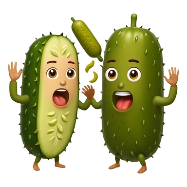 Couple fighting over a pickle sticker