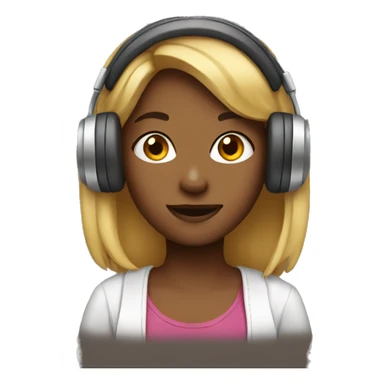 Girl with headphones  sticker