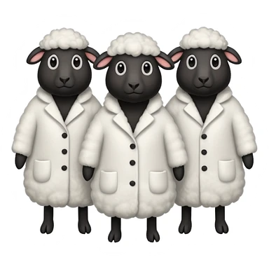 Three black sheep wearing white coats sticker