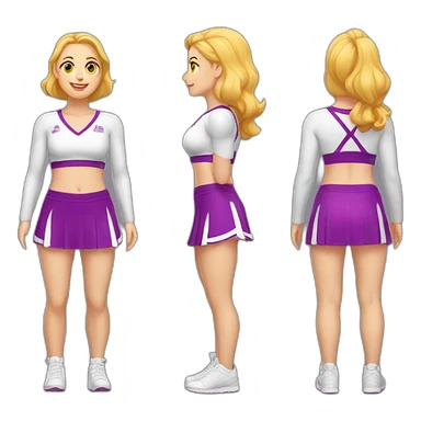 Full body Caucasian curvy cheerleader back and front views sticker