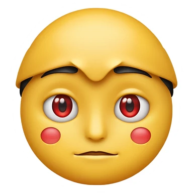 crate a yello emoji crossing its arms with red eyes looking to the side and stright lips sticker