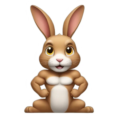 rabbit with huge biceps sticker