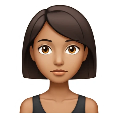 Young Dark brown woman with short straight hair and skinny sticker