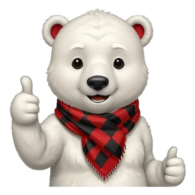 Polar Bear, smiling, thumbs up, wearing red Checkered Triangle scarf sticker