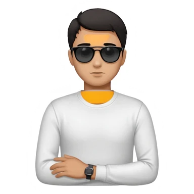 Парень в белом лонгсливе и черных очках с короткой стрижкой на бок темные волосы sticker