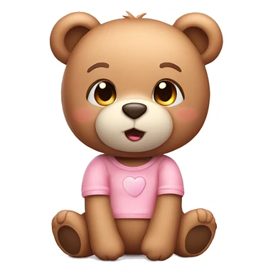 Cute female Teddy Bear Emoji with blush, kids teddy bear, 3d sticker