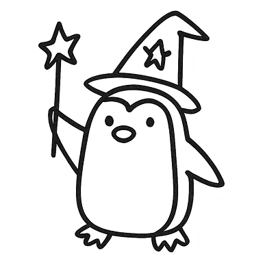 A penguin wizard sticker