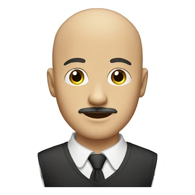 Bald young man with mustache sticker